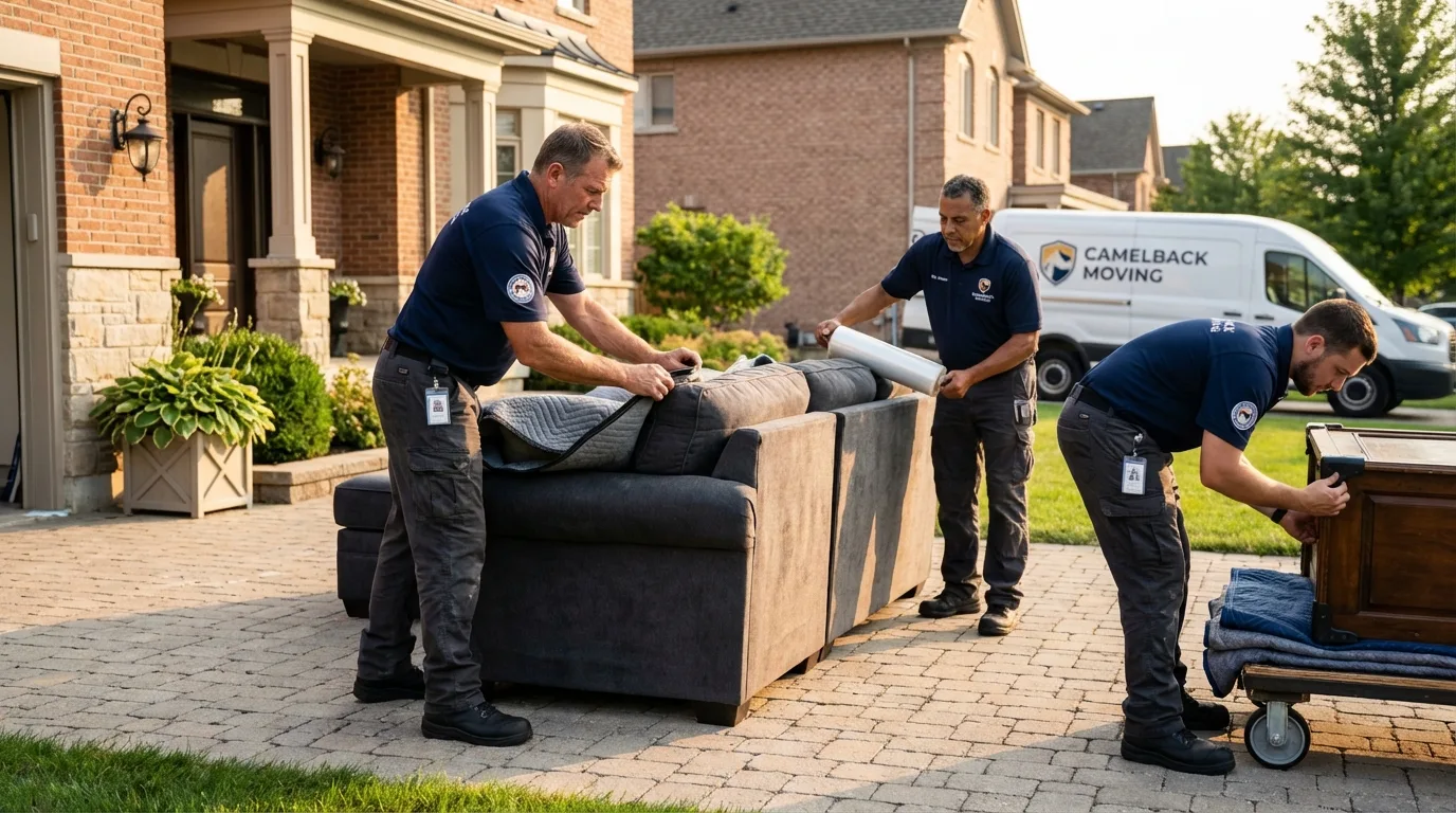 Large estate moving crew wrapping furniture in Carrboro, NC